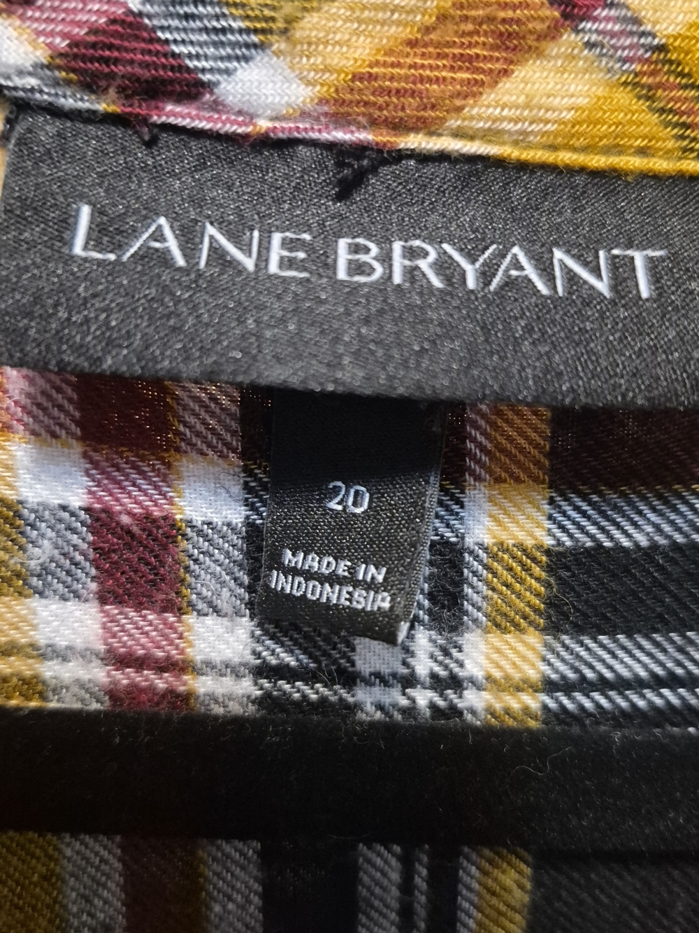 Lane Bryant Mustard Plaid Button-Front Shirt - Women's - Picture 2 of 4